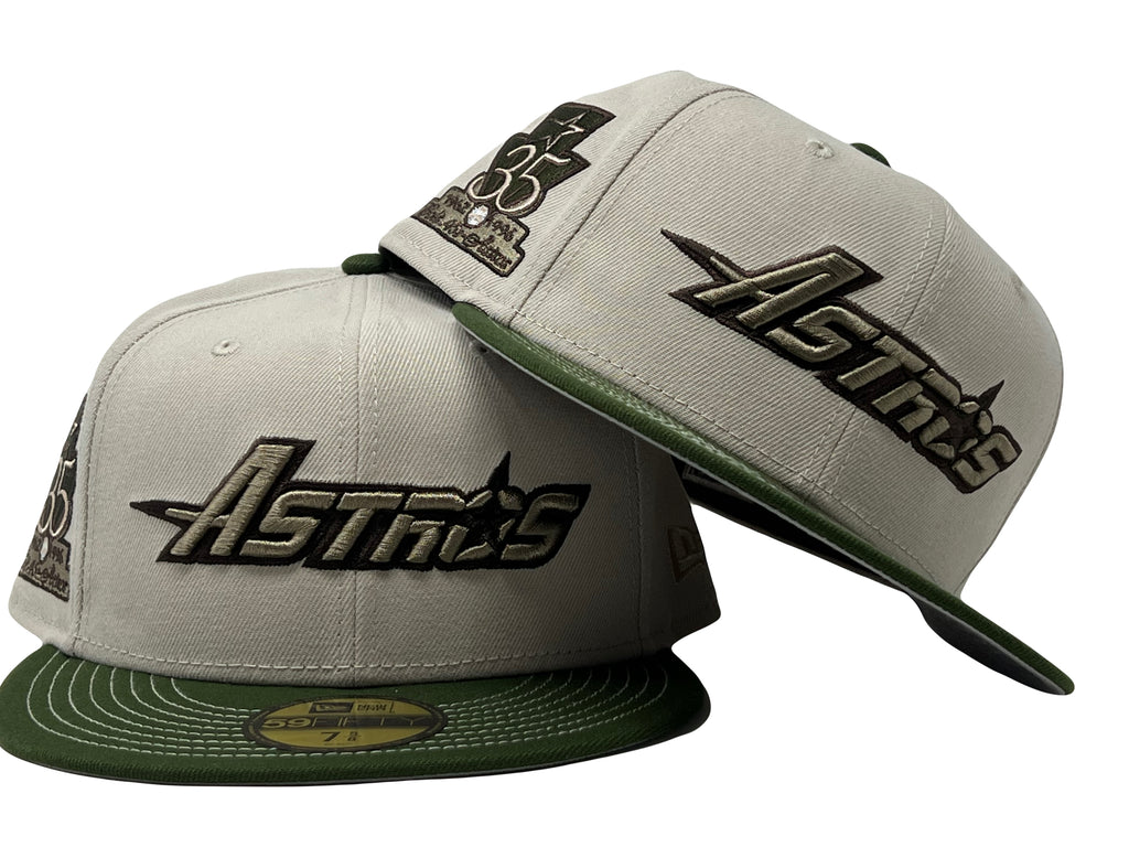 Houston Astros Stone Pack Rifle Green Visor Stitch New Era Fitted