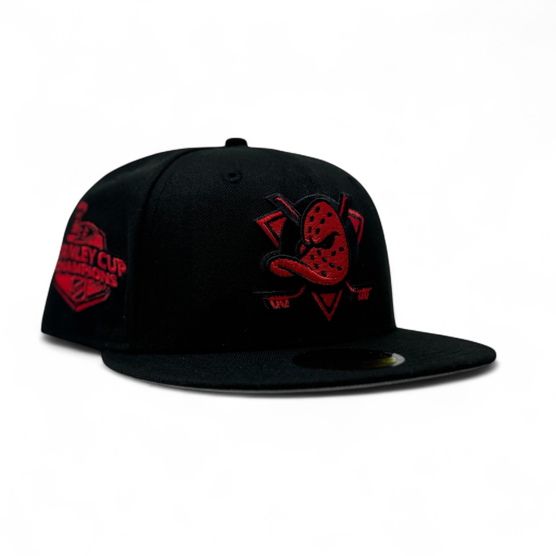 Anaheim Ducks Stanley Cup Champions Fitted Hats-Black Red Logo