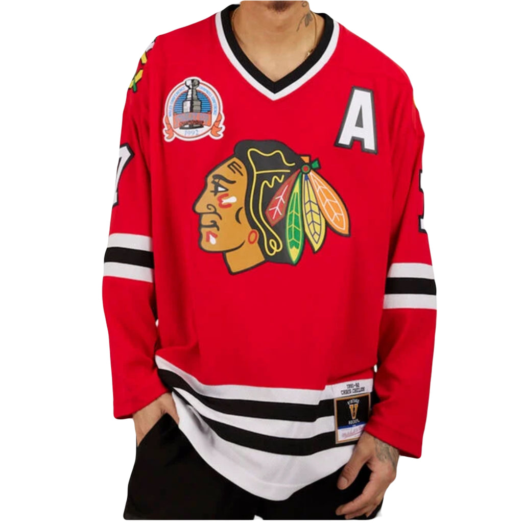 Chicago Blackhawks 1991 Authentic Hockey Jersey Mitchell & Ness Blue Line Chris Chelios