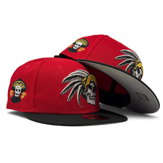 Aztec Skull Warriors New Era Fitted Hat-Black