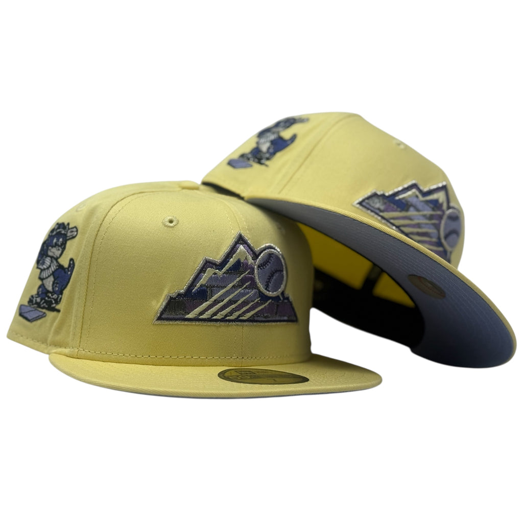 Colorado Rockies Soft Yellow Lavender Brim 59Fifty Fitted Hat