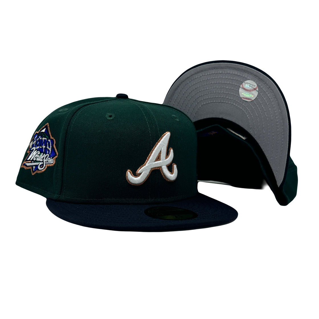 Atlanta Braves 1999 World Series Green Navy Visor 59Fifty New Era Fitted Hat