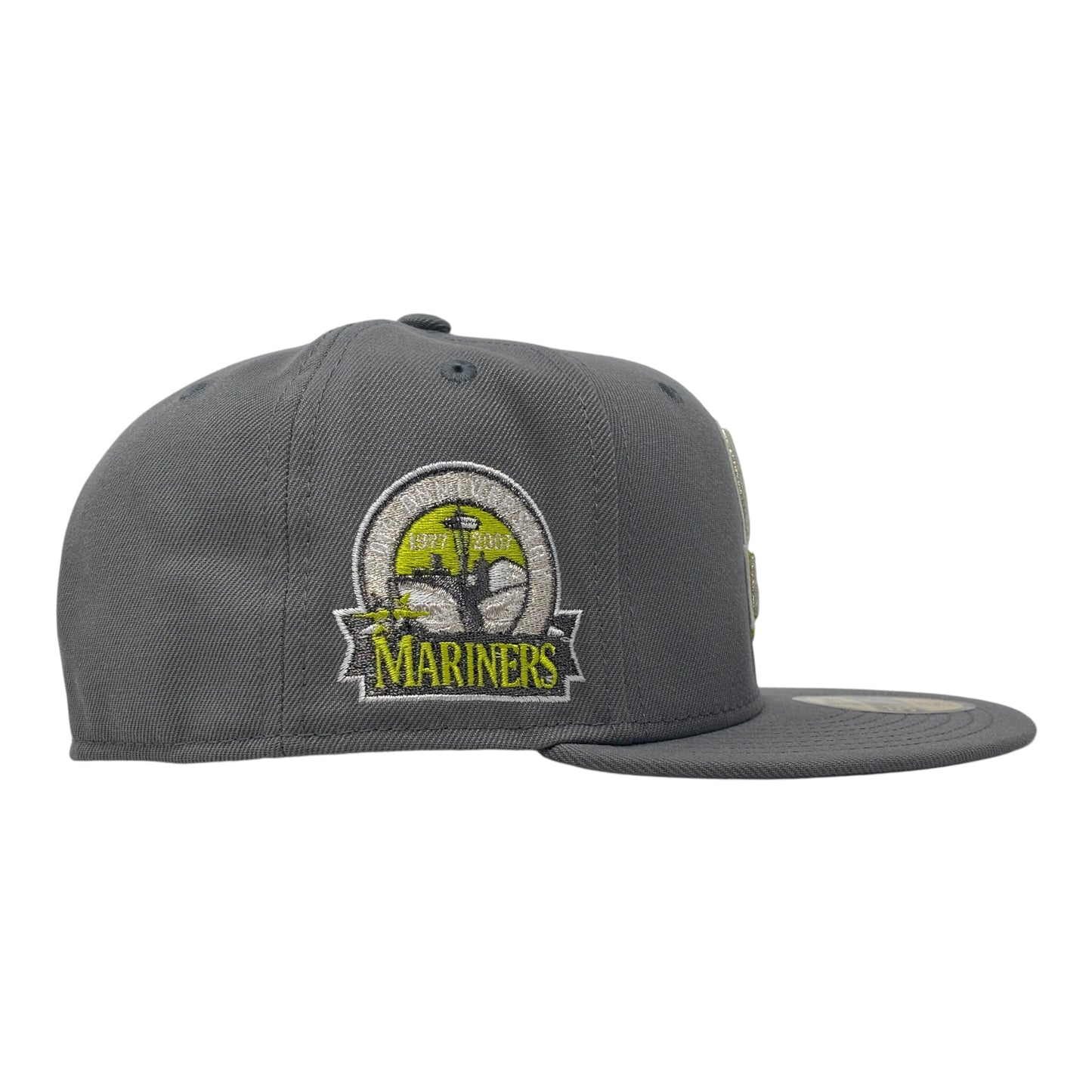 Seattle Mariners 30th Anniversary Fitted Hats-Gray Lime Green