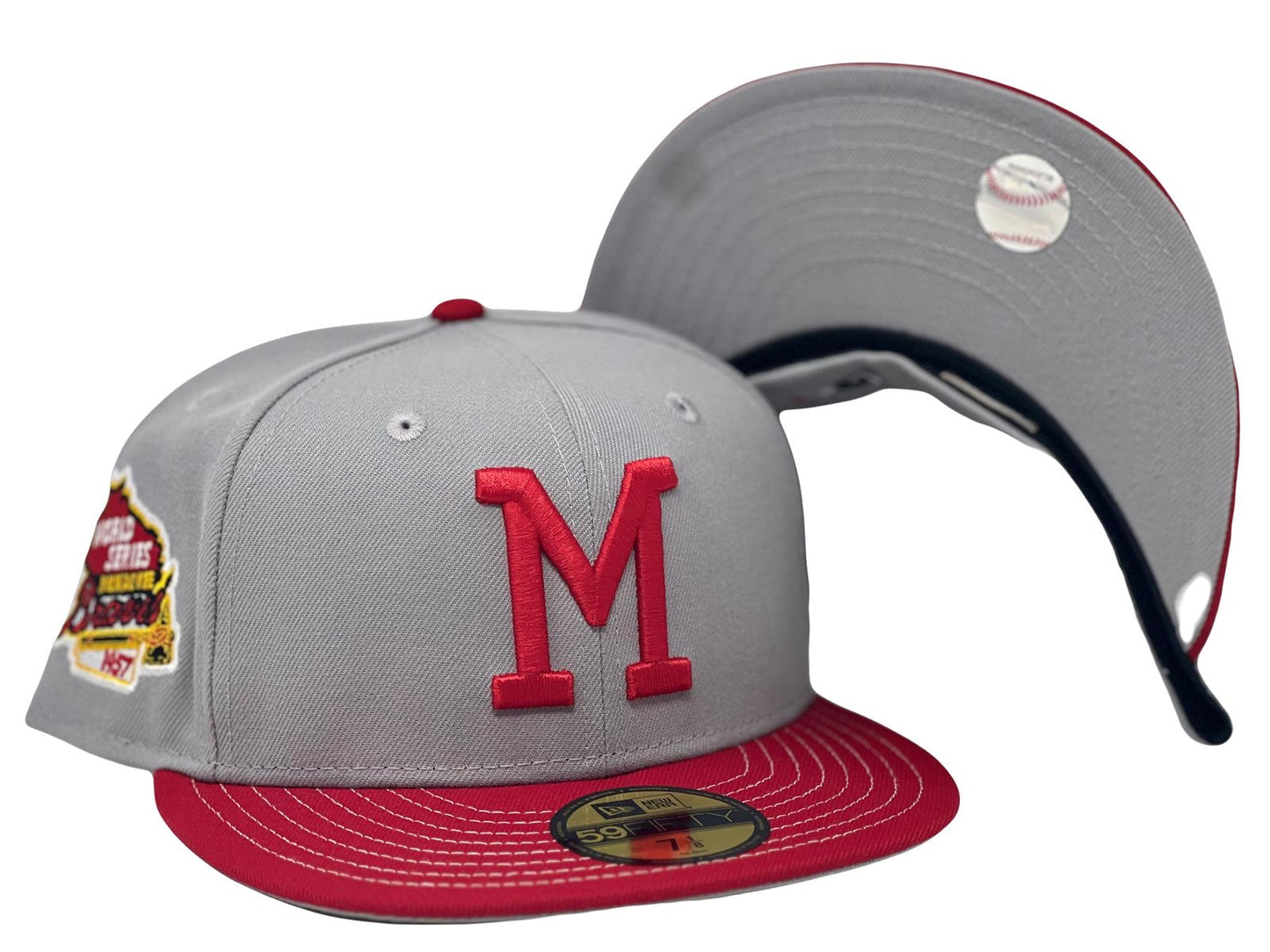 Milwaukee Braves 1957 World Series" Stitch Visor" 59Fifty New Era Fitted Hat