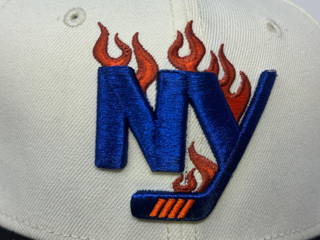 New York Islanders 40th Anniversary Fitted Hats- Chrome Black
