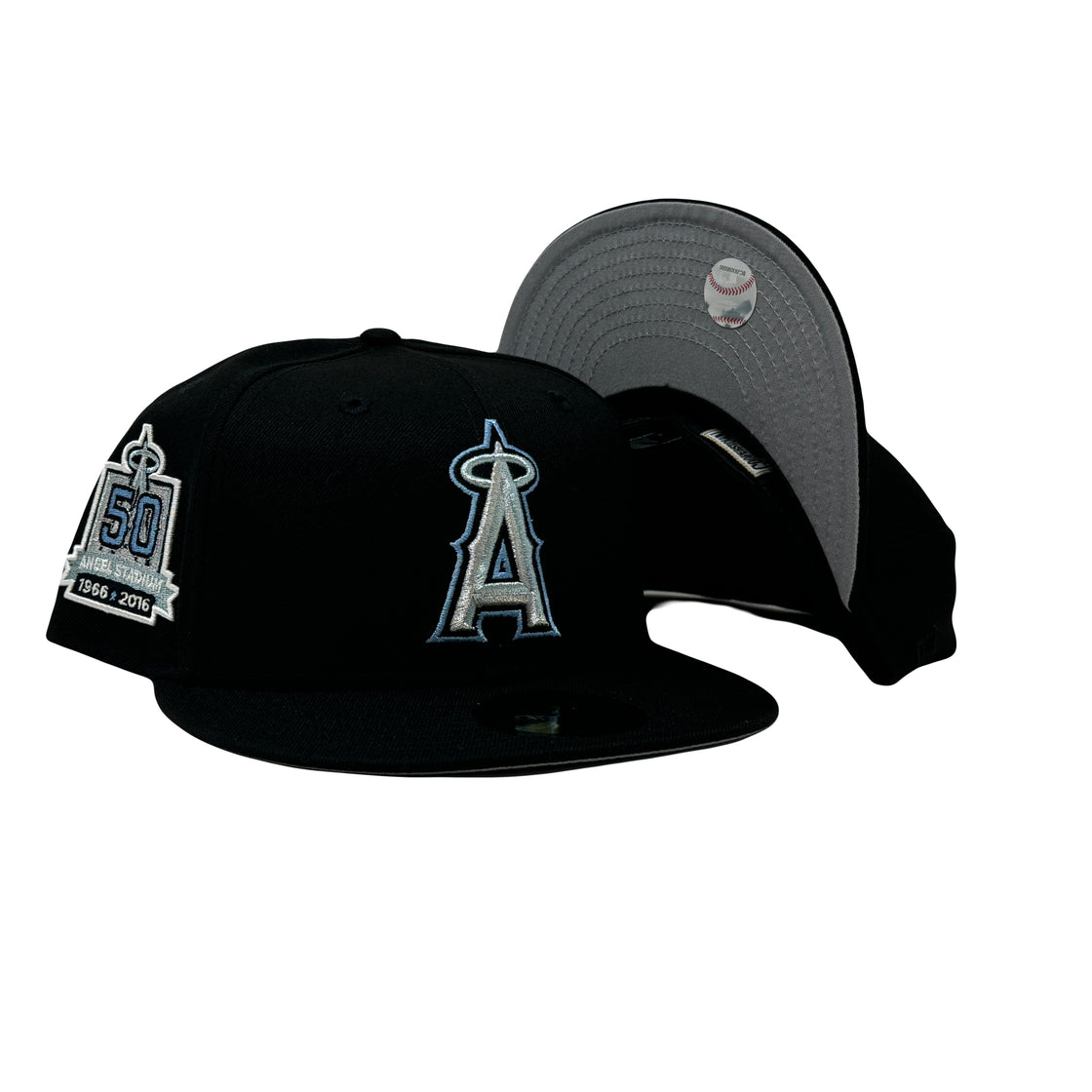 Los Angeles Angels 50th Anniversary Black Metallic Logo 59Fifty New Era Fitted Hat