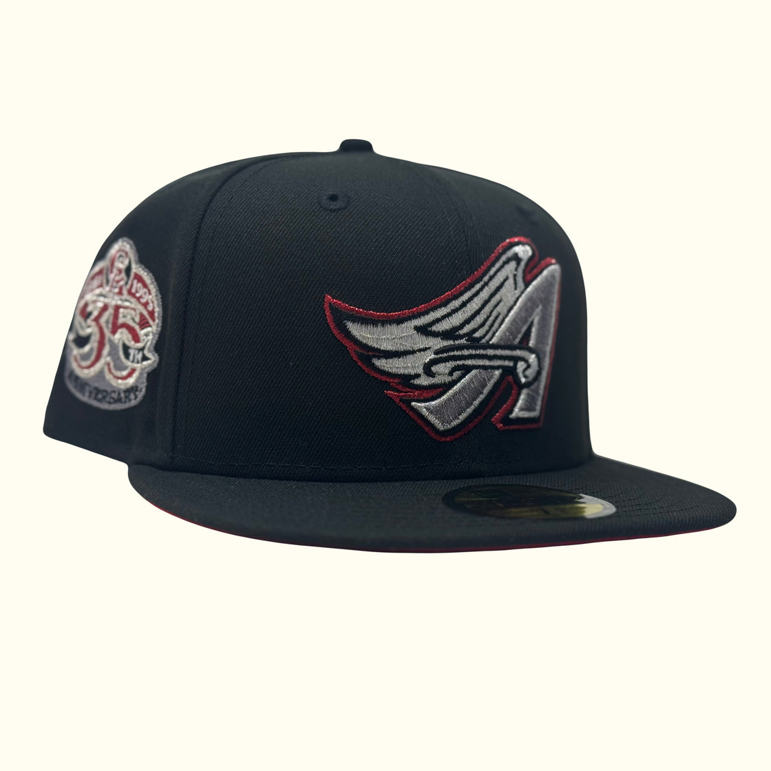 Angels 35th Anniversary Black Red Brim New Era Fitted Hats