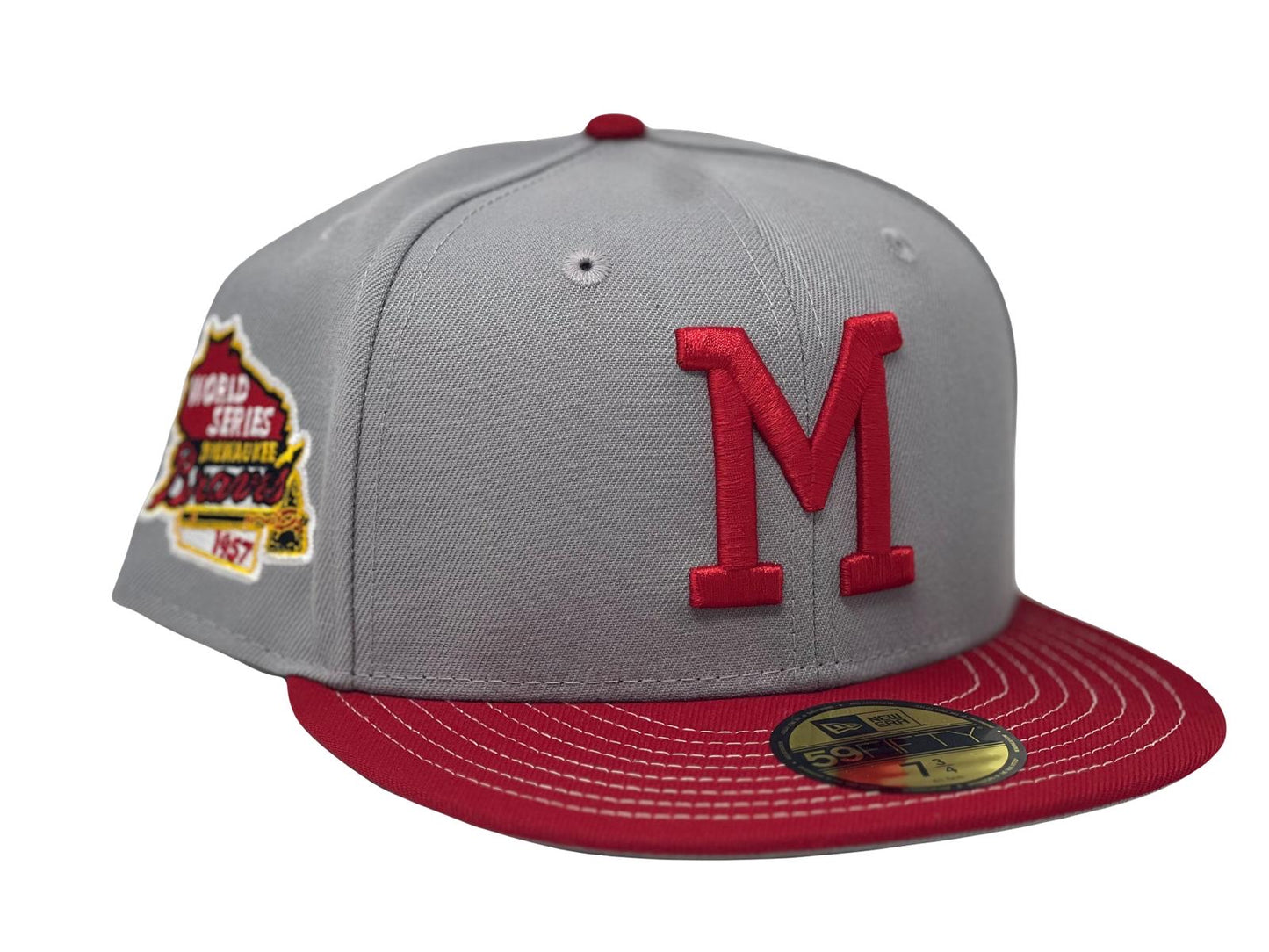 Milwaukee Braves 1957 World Series" Stitch Visor" 59Fifty New Era Fitted Hat