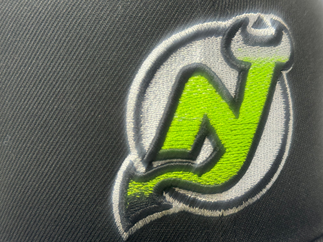 New Jersey Devils 25th Anniversary New Era Fitted Hats-Black Lime