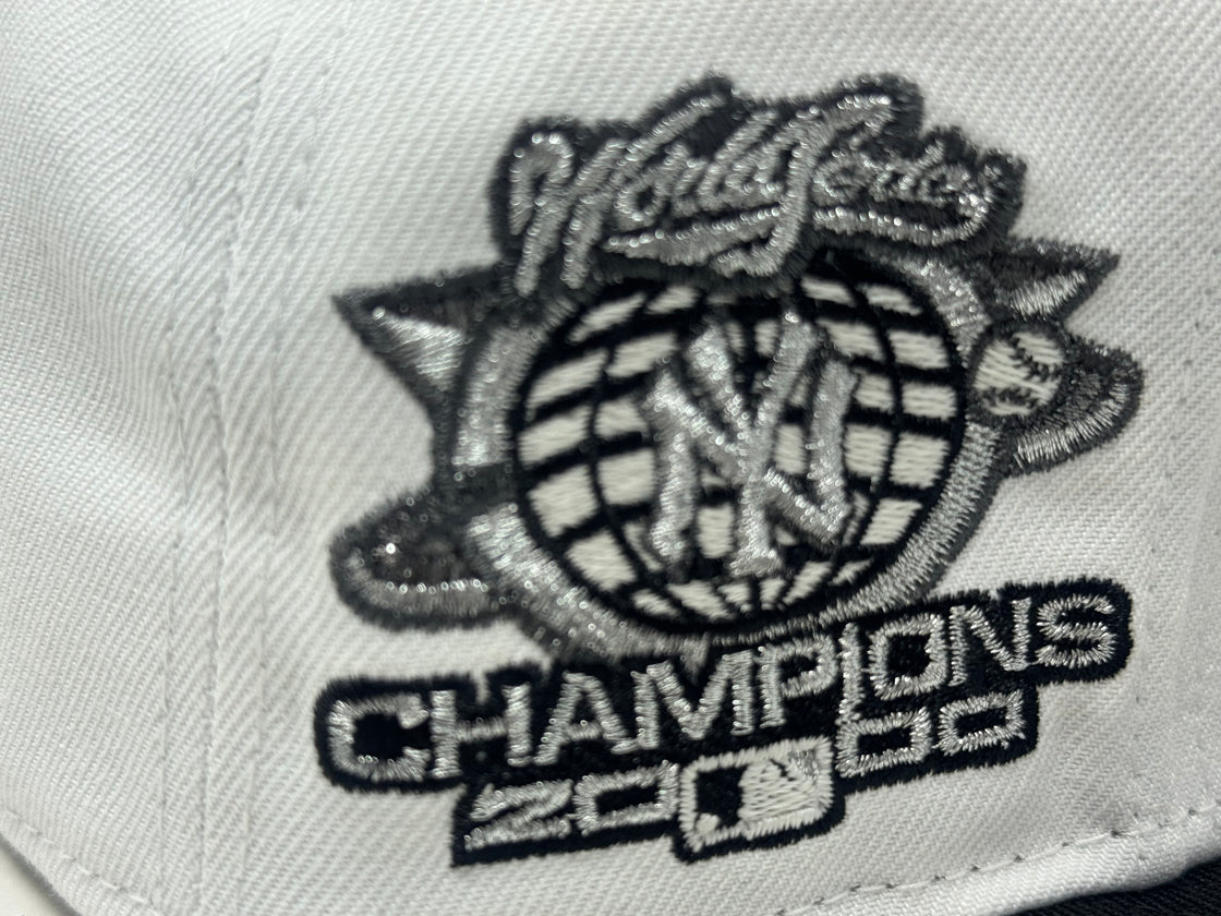 New York Yankees 2000 World Series Shadow Logo Fitted Hats-White Black