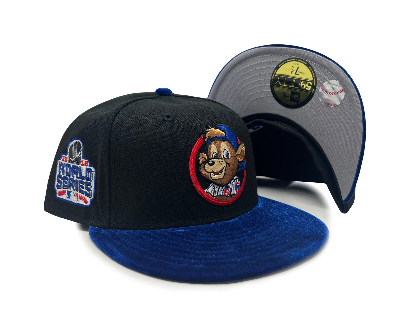 Chicago Cubs 2016 World Series "BEAR LOGO" Royal Velvet Visor New Era Fitted Hat