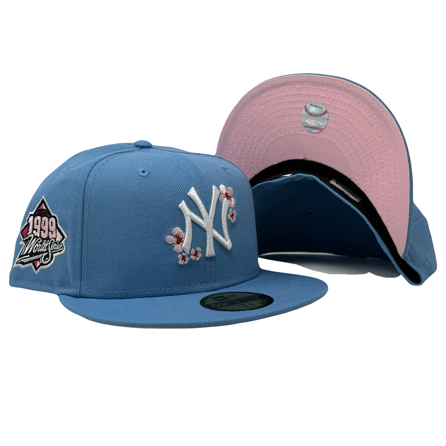 New York Yankees 1999 World Series Cherry Blossom pack Sky Blue 59Fifty New Era Fitted Hat
