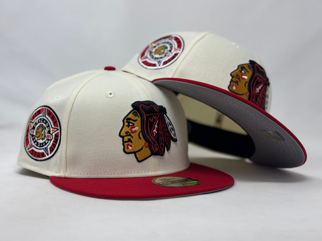 Chicago Blackhawks 1991 All Star Game New Era Fitted Hats-Red