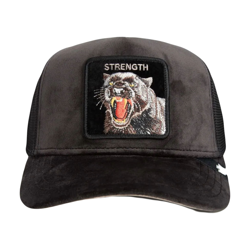 Goorin Bros Panther Strength Velour The Farm Black Trucker Hat