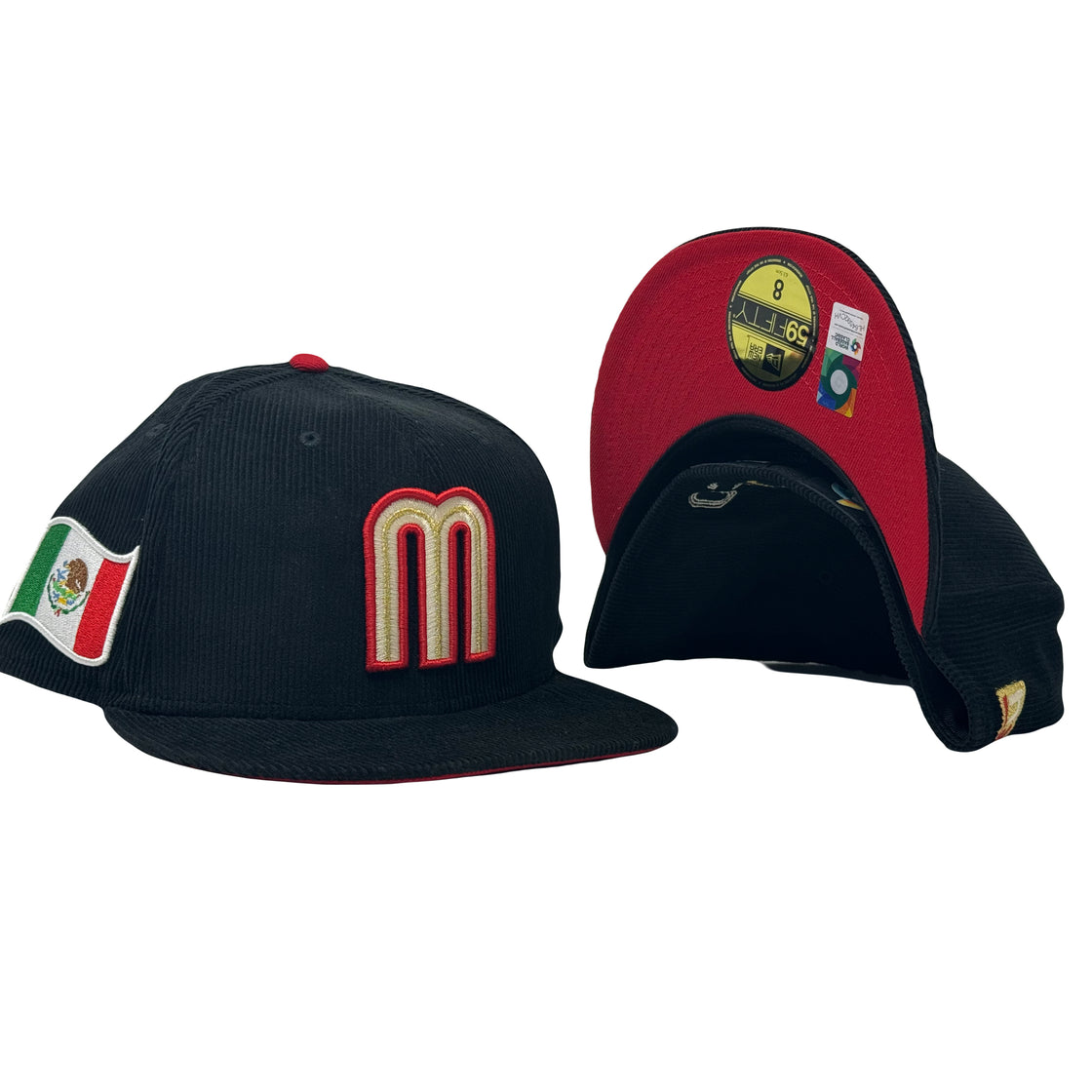 Mexico World Baseball Classic 2023 Black Corduroy Red Brim New Era Fitted Hat
