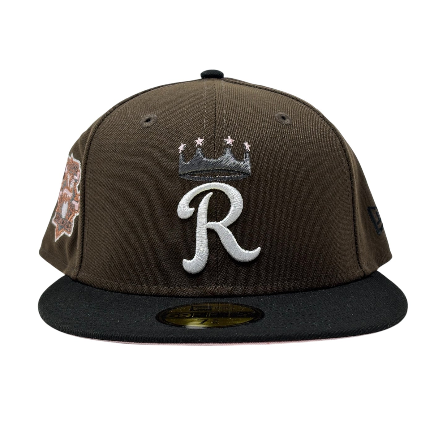 Kansas City Royals 100th Anniversary Pink Brim Fitted Hats-Brown Black