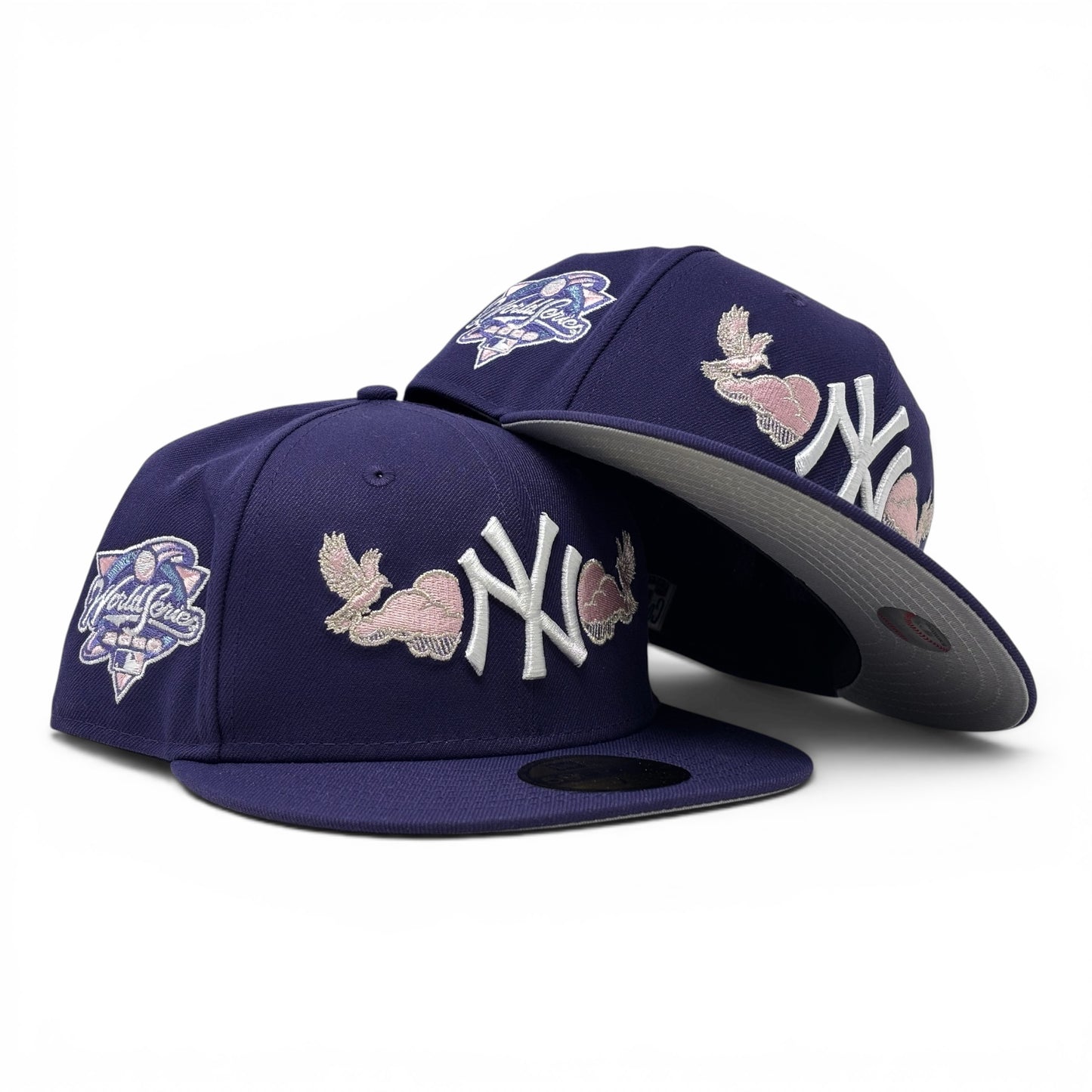 New York Yankees 2000 World Series "Bird in the Cloud" Fitted Hats-Purple