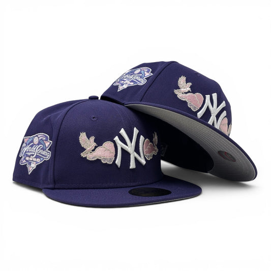 New York Yankees 2000 World Series Bird in the Cloud Fitted Hats-Purple
