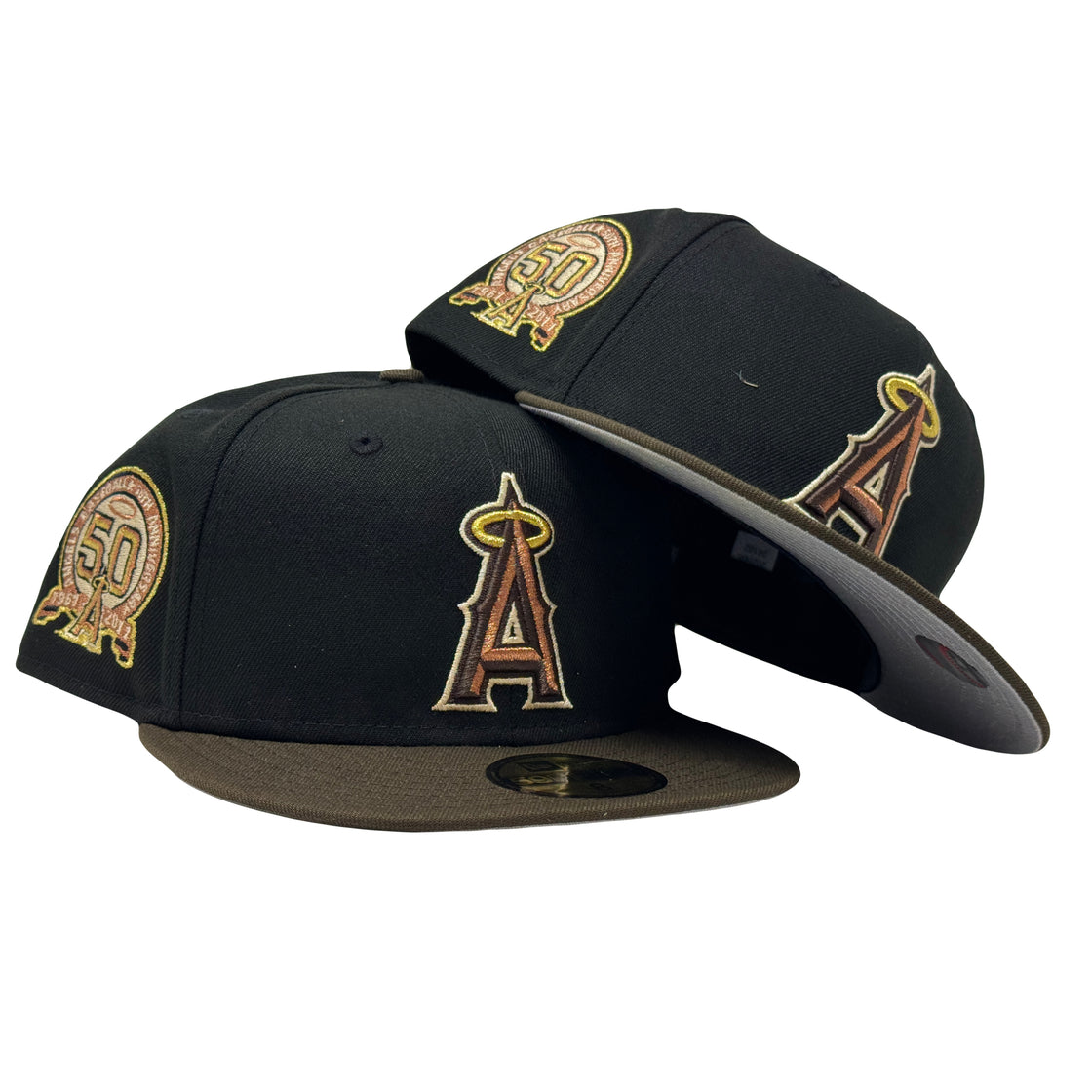 Los Angeles Angels 50th Anniversary Black Walnut 59Fifty New Era Fitted Hat