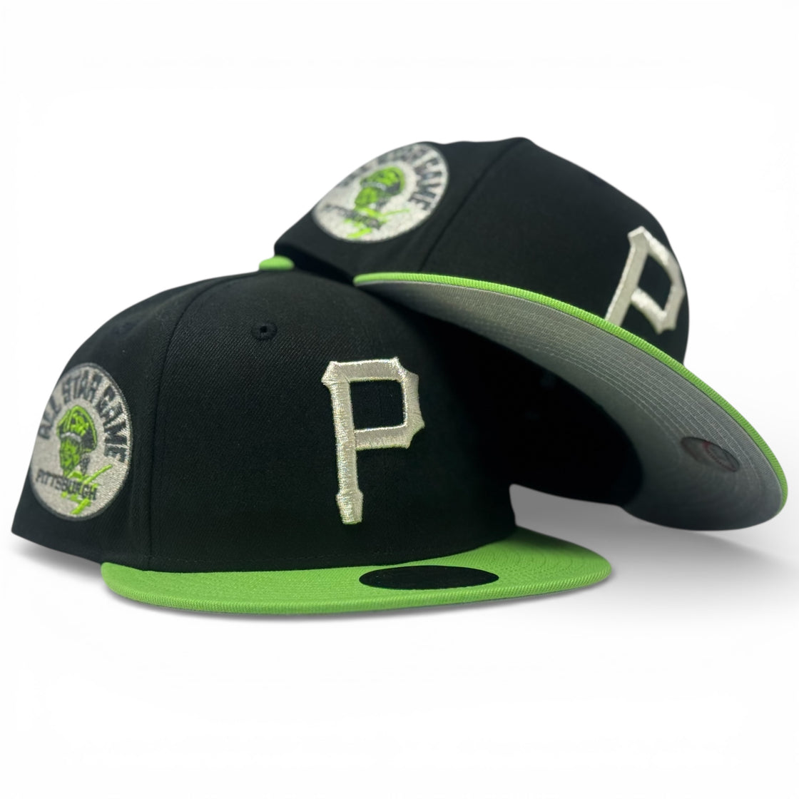 Pittsburgh Pirates 1974 All Star New Era Fitted Hats-Black Lime