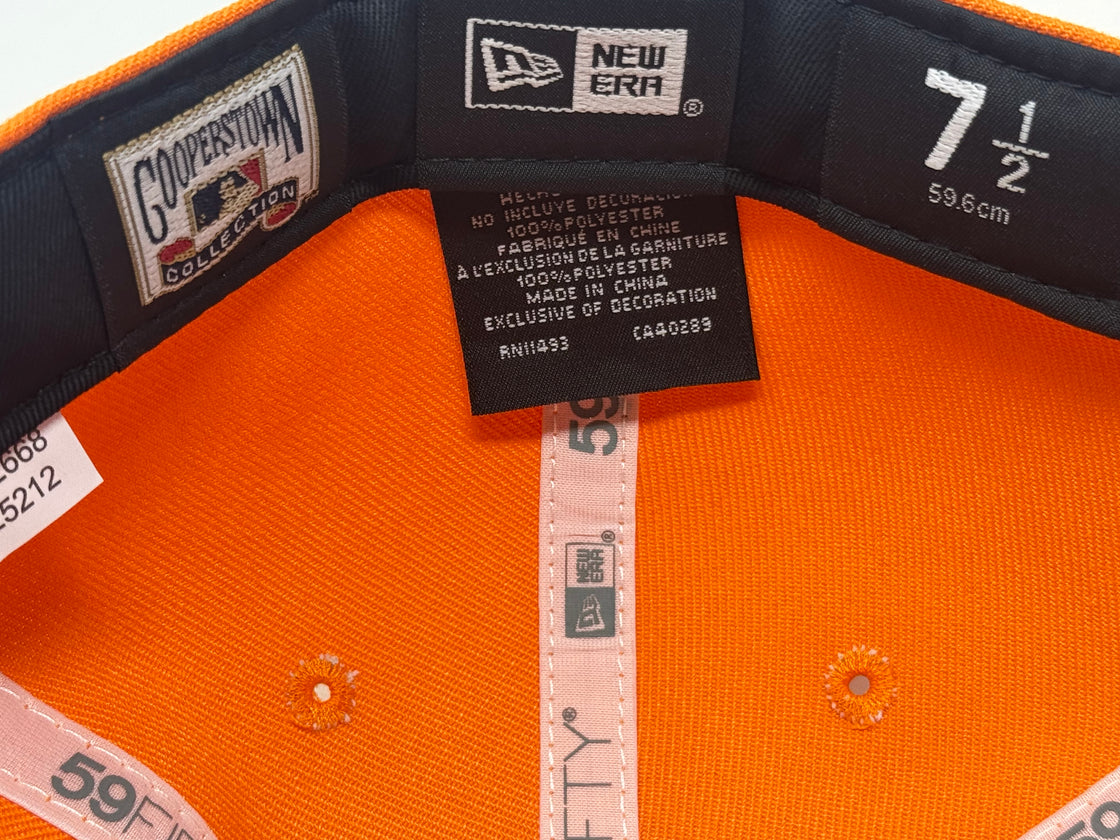 New York Mets Citi-Field Glow in the Dak Logo Fitted Hat-Light Orange Black