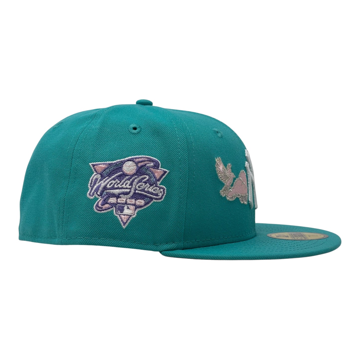 New York Yankees 2000 World Series "Bird in the Cloud" Fitted Hats-Teal