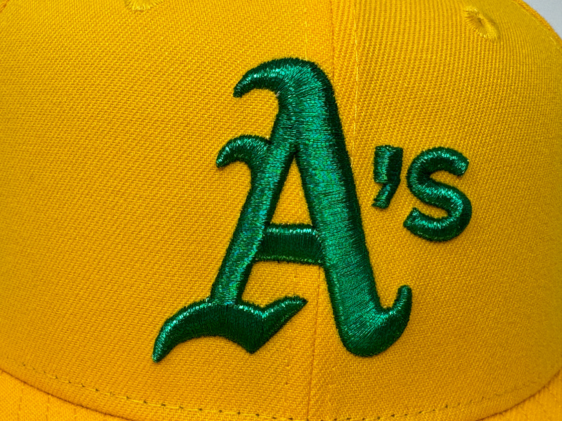 Oakland Athletics Rickey Handerson Field Taxi Yellow 59Fifty New Era Fitted Hat