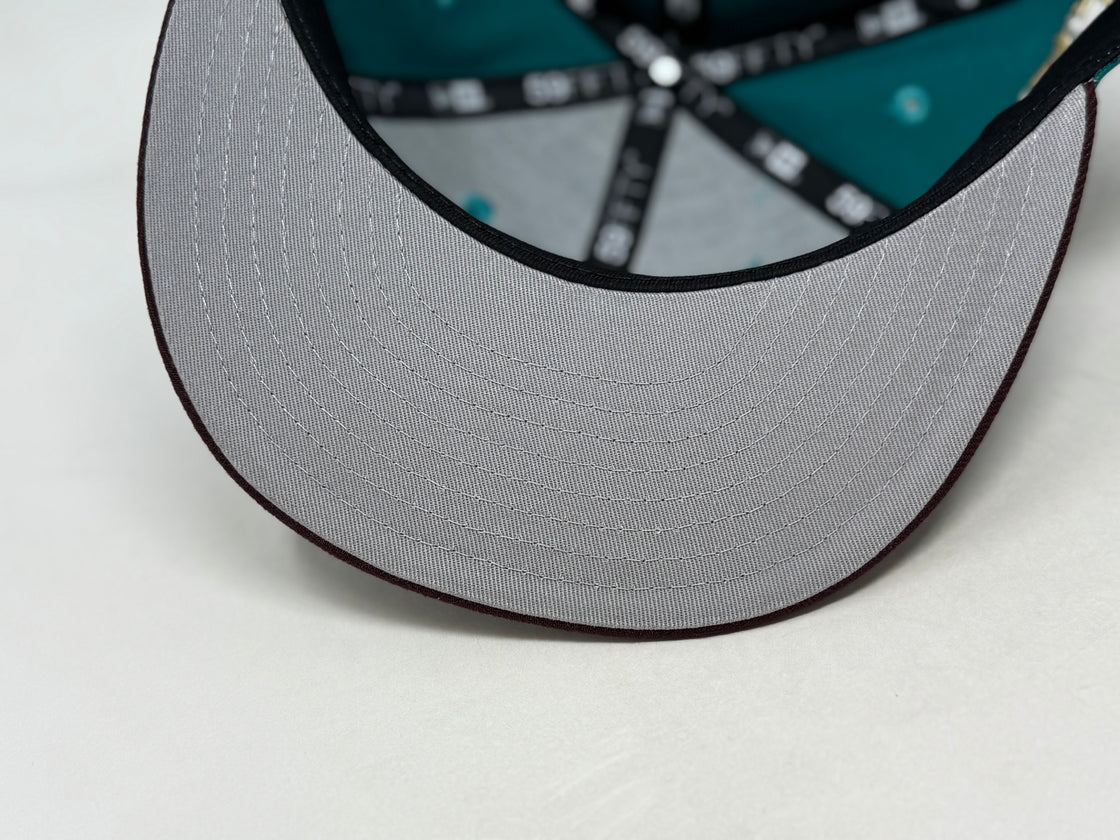 Anaheim Ducks 30th Anniversary Fitted Hats-Turquoise Maroon