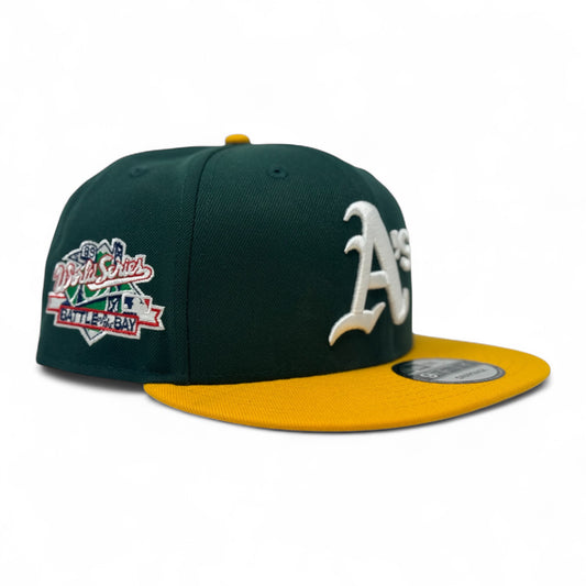 Oakland Athletics 89 World Series Snapback Hats-Green yellow
