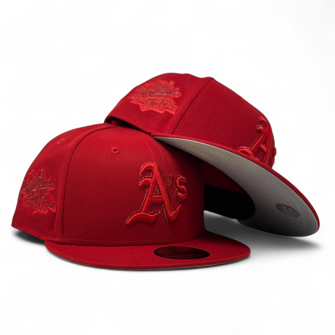 Oakland Athletics 1989 World Series Tonal Fitted Hats-Red