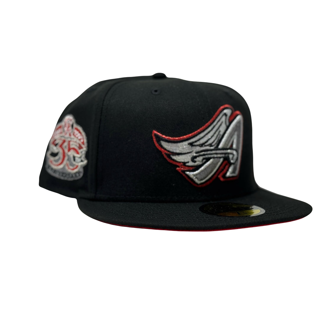 Angels 35th Anniversary Black Red Brim New Era Fitted Hats