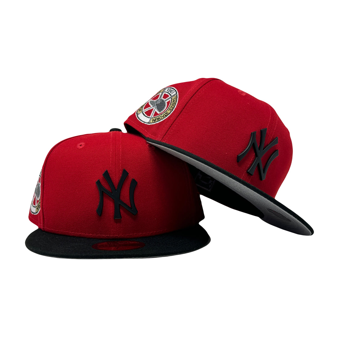 New York Yankees 1961 World Series Red Black Metal Plate Logo 59Fifty New Era Fitted Hat