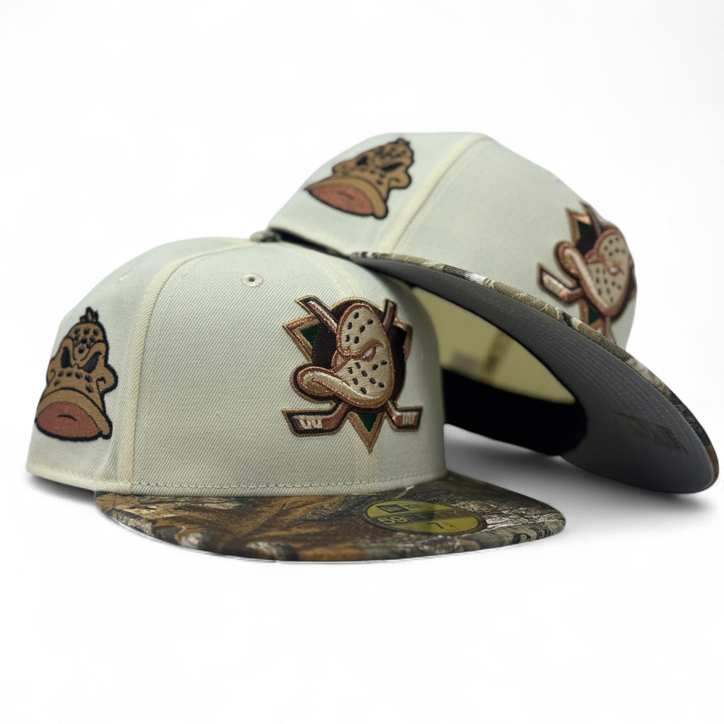 Anaheim Ducks Mascot Logo Fitted Hats-Chrome Real Tree