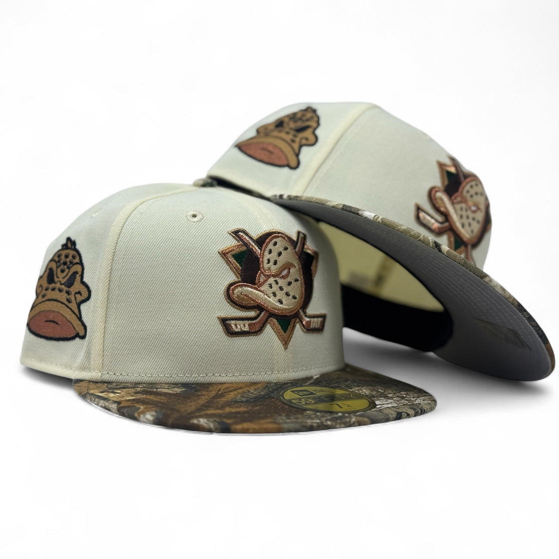 Anaheim Ducks Mascot Logo Fitted Hats-Chrome Real Tree