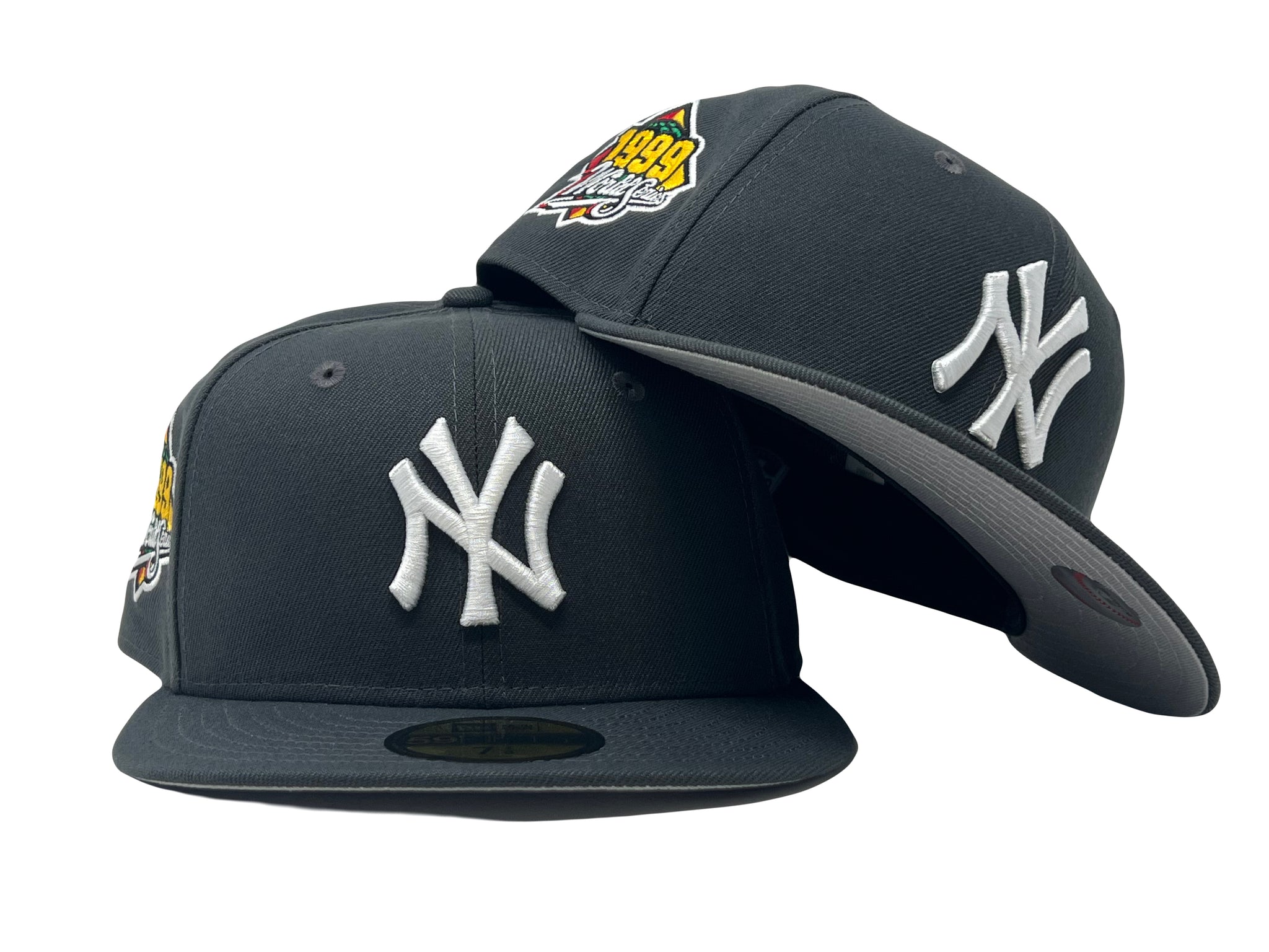 New York Yankees New Era 1999 World Series Red Undervisor 59FIFTY Fitted Hat  - Gray/Black