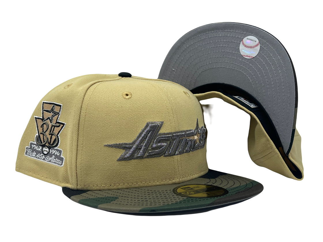 Houston Astros 35th Anniversary Vegas Gold Woodland Camouflage Visor New Era Fitted Hat