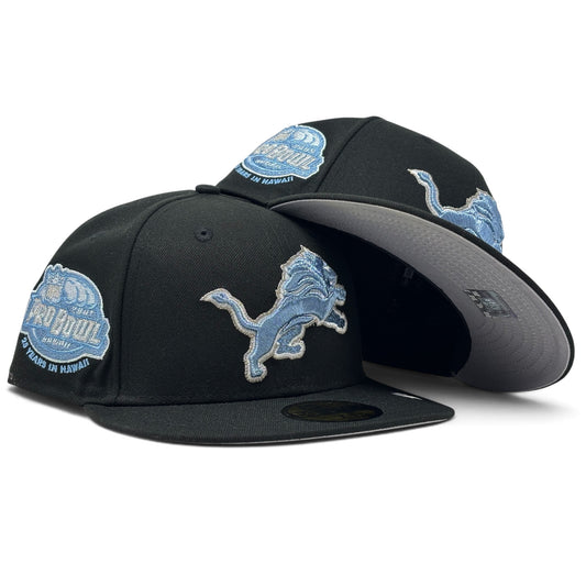 Detroit Lions Pro Bowl Icy Brim NFL New Era Fitted Hat- Black