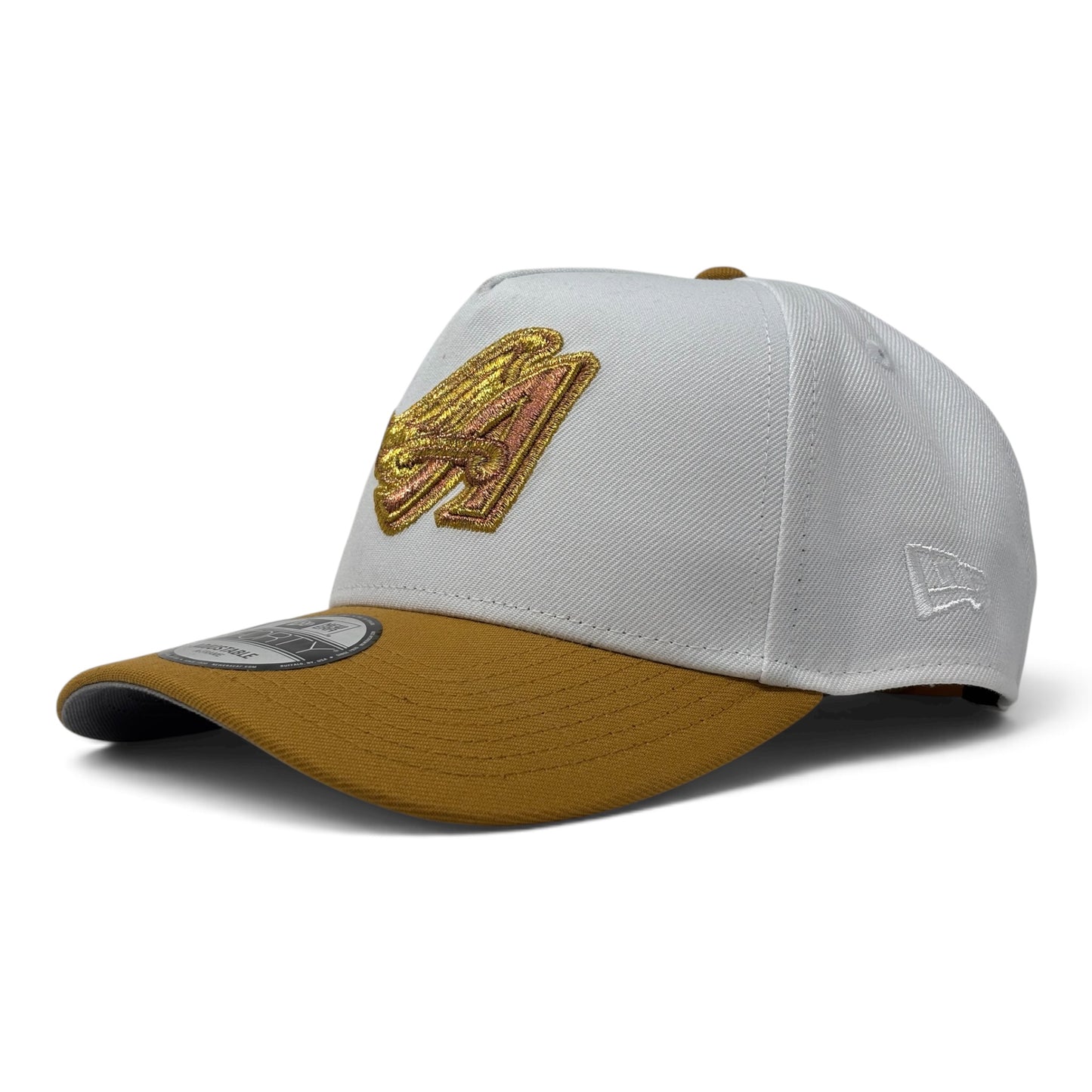 Anaheim Angels 9Forty New Era A-Frame Snapback Hat-White Mustard Gold