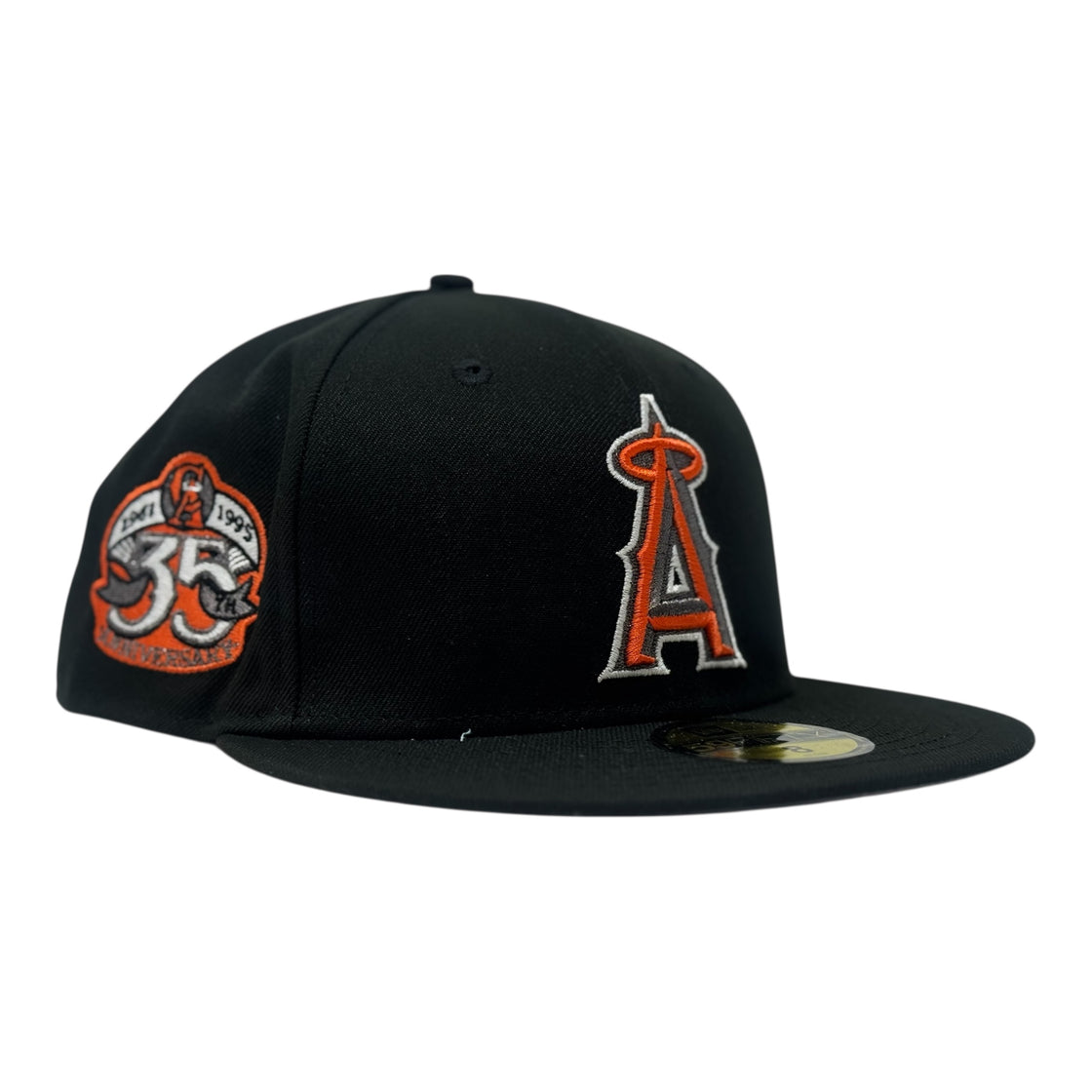 Los Angeles Angels 35th Anniversary Fitted Hats-Black orange