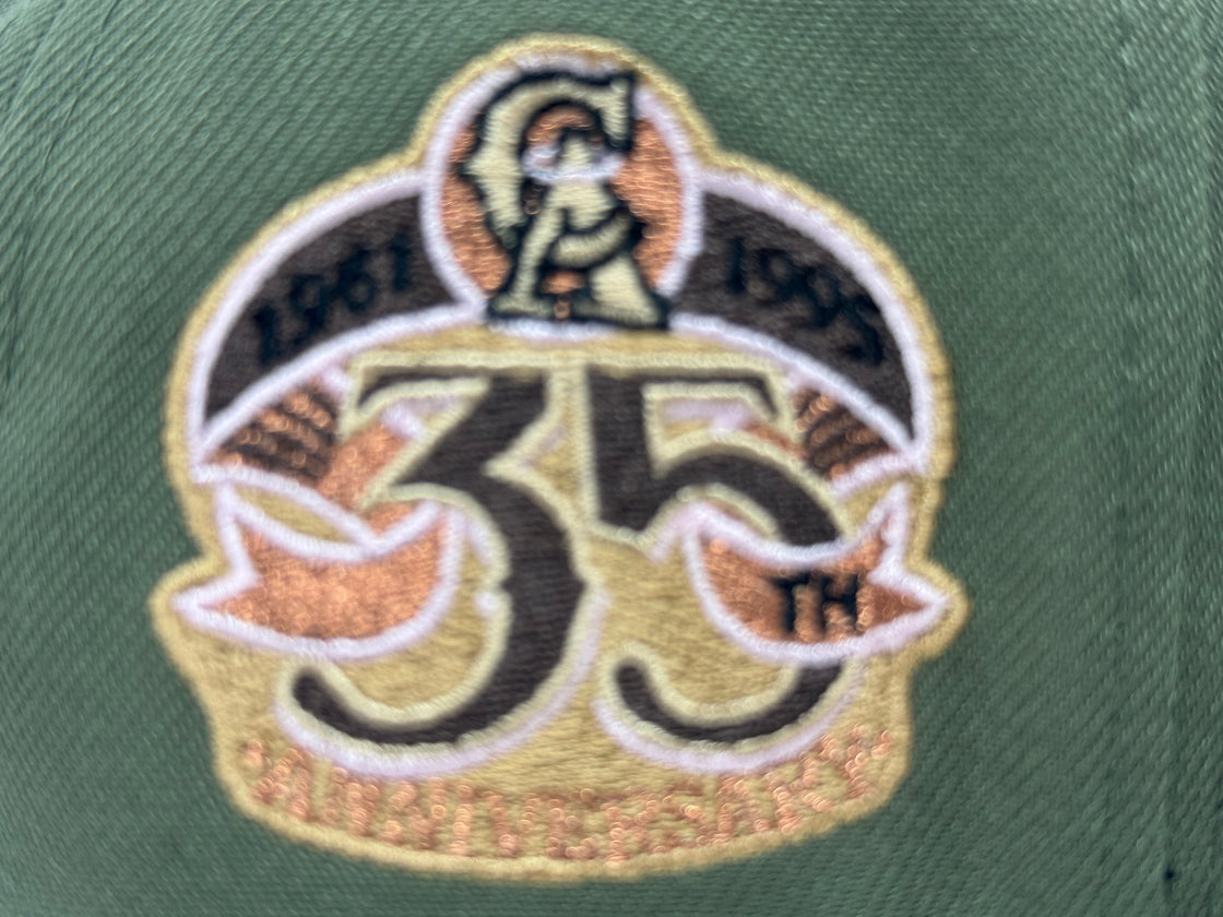 Los Angeles Angels 35th Anniversary Fitted Hats-Olive Green