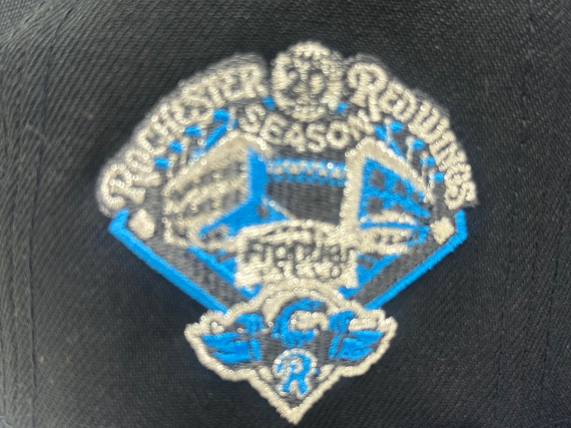 Rochester red wings Baseball fitted hat-Black Dolphin Blue