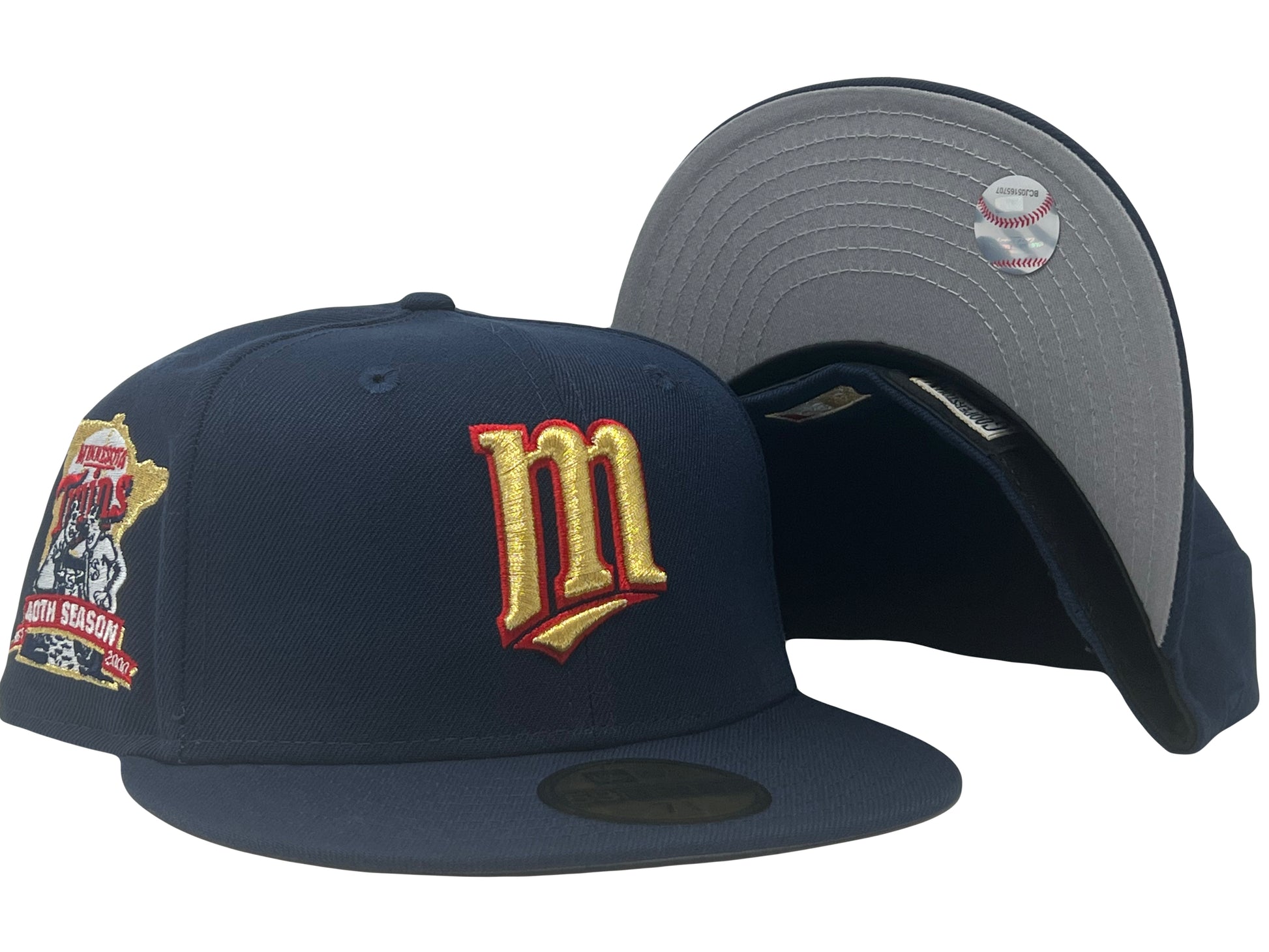 MINNESOTA TWINS 40TH ANNIVERSARY GRAY BRIM 5950 NEW ERA FITTED HAT