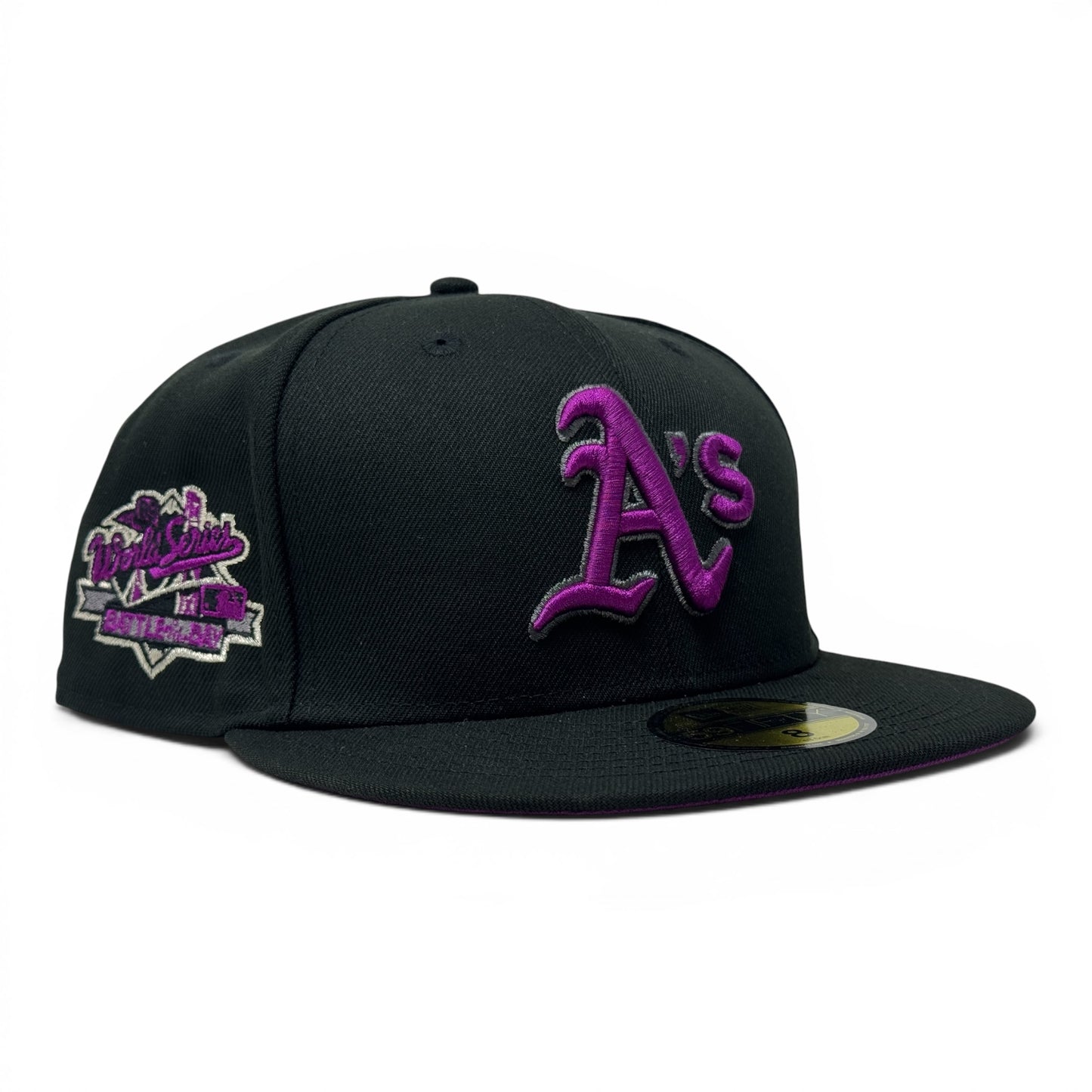 Oakland Athletics 1989 World Series Fusion Purple  Brim Fitted Hat-Black