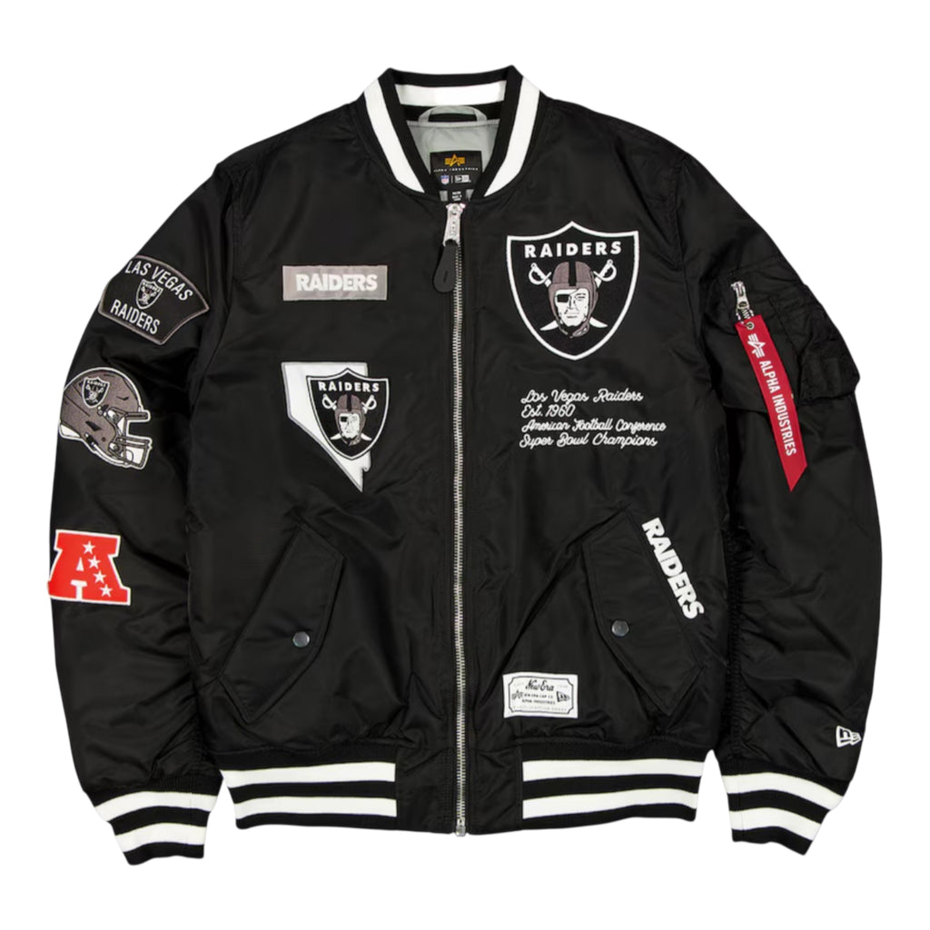 Las Vegas Raiders New Era x Alpha Industries Black MA-1 Full-Zip Bomber Jacket
