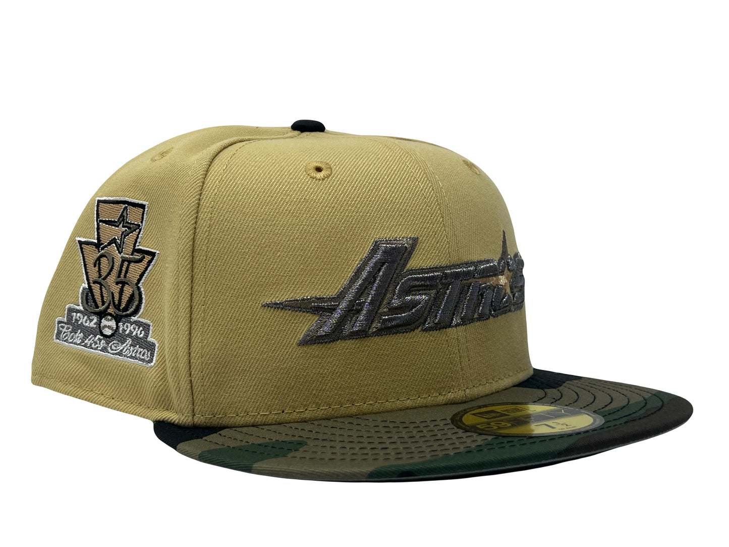 Houston Astros 35th Anniversary Vegas Gold Woodland Camouflage Visor New Era Fitted Hat