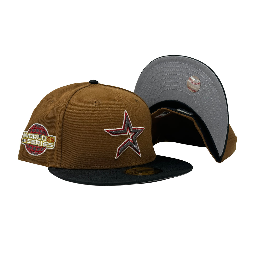 Houston Astros 2005 World Series Light Bronze Black Camo Visor 59Fifty New Era Fitted Hat