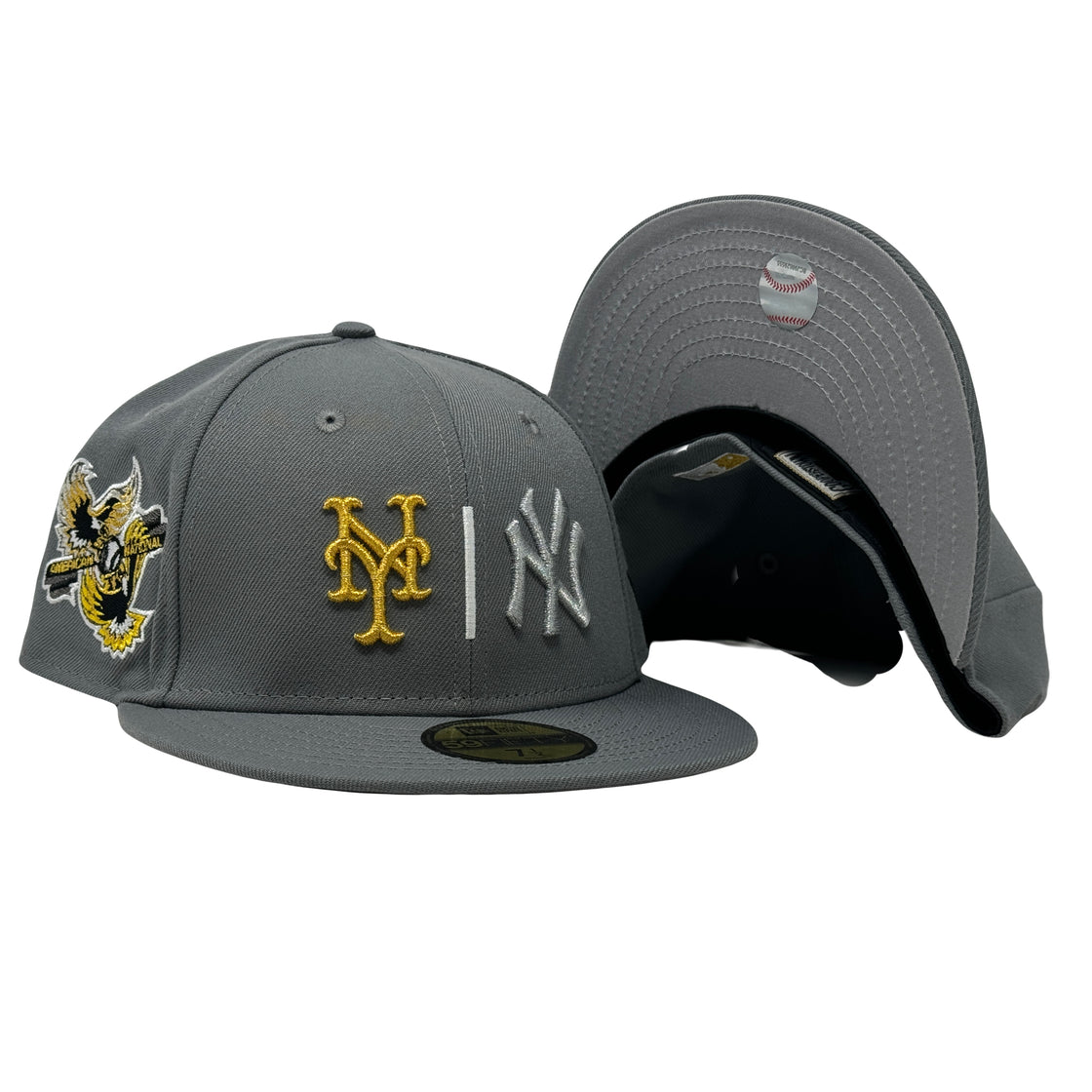 New York Yankees VS Mets American league vs National league Storm Gray 59Fifty New Era Fitted Hat