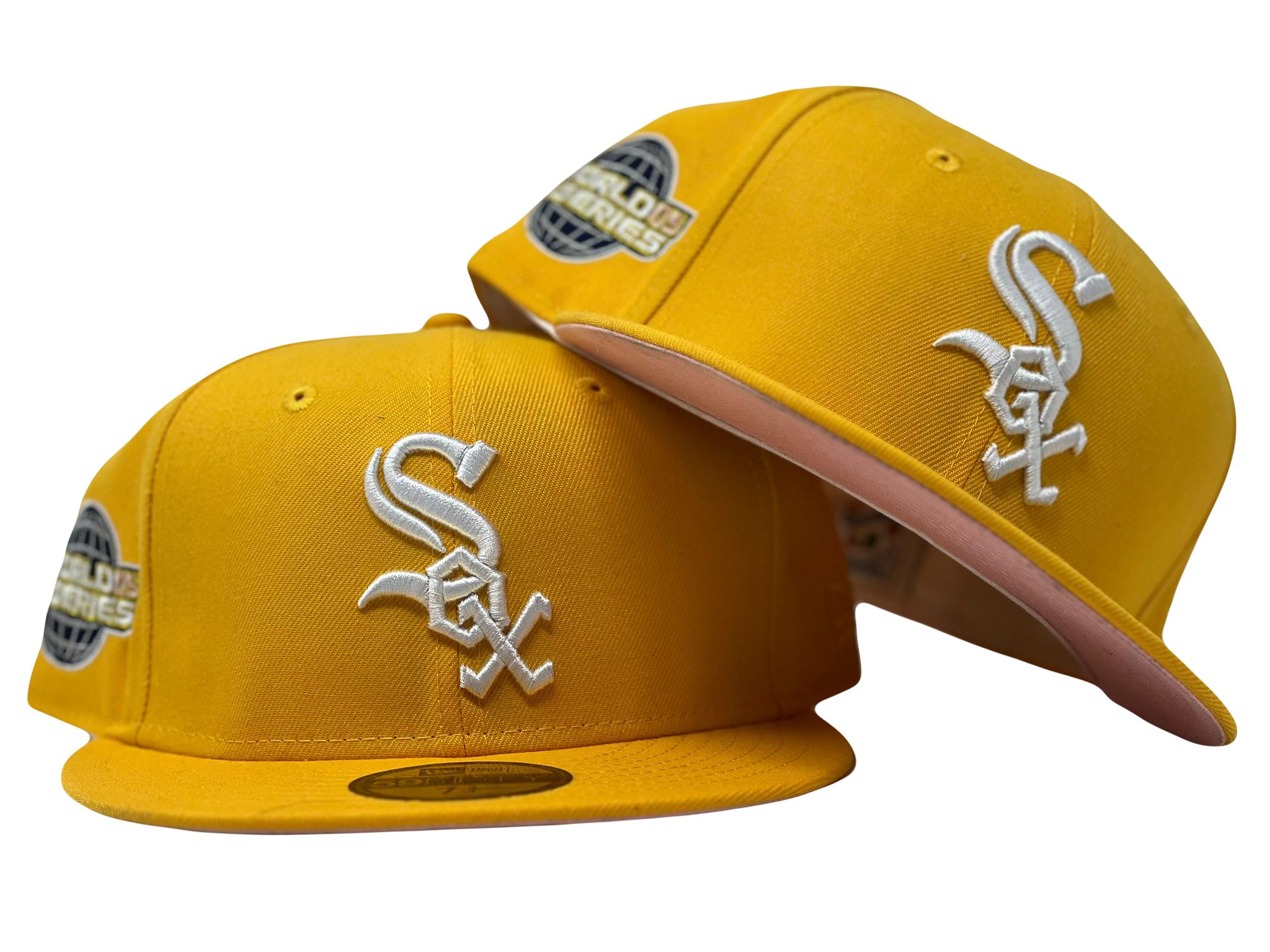 Chicago White Sox New Era 59Fifty Fitted Hat (Team Color Pink Under Brim)