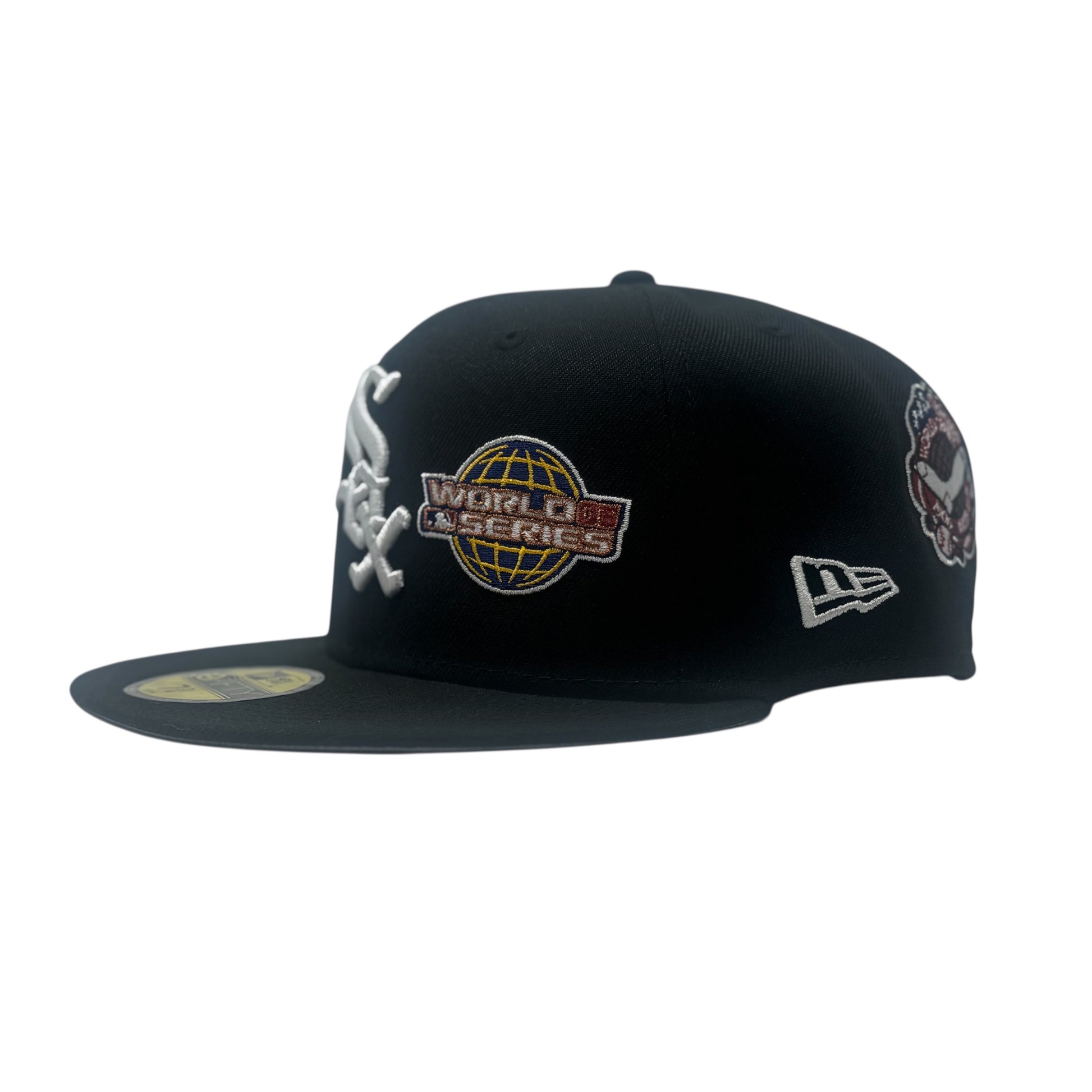Chicago White Sox 3X Champions Multi Logo Fitted Hats-Black