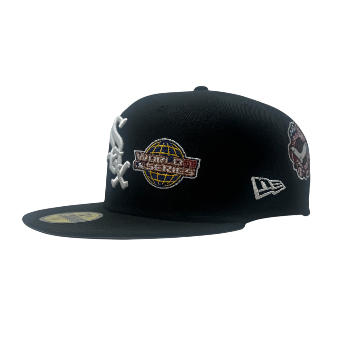 Chicago White Sox 3X Champions Multi Logo Fitted Hats-Black
